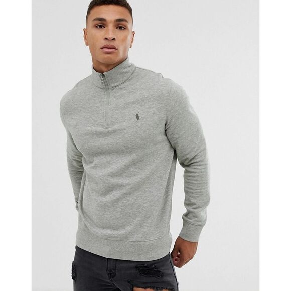 New! POLO RALPH LAUREN Men's Pullover Sweater Half-zip Gray Size Small - Picture 1 of 4